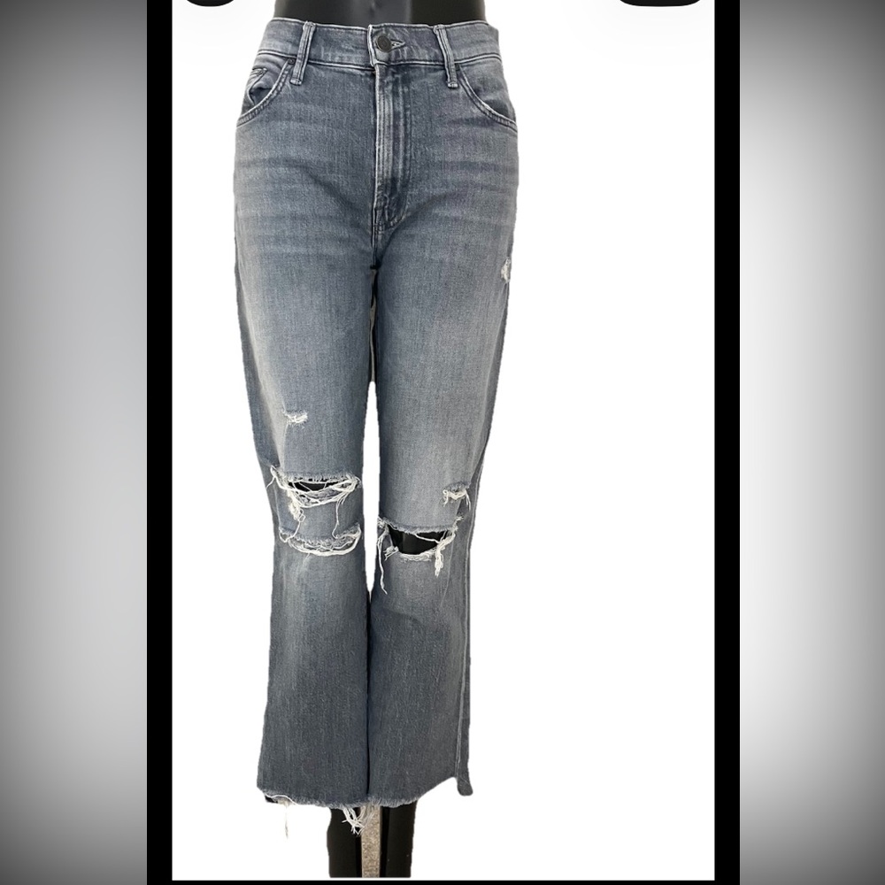 Womens MOTHER Distressed INSIDER crop STEP FRAY Ace of SPADES JEANS 29 EUC